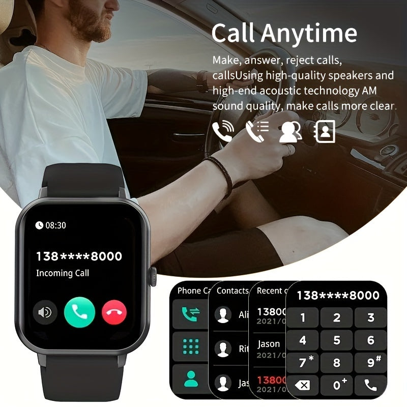 Montre connectée pour hommes et femmes – Idée cadeau, écran tactile complet de 4,65 cm, appels et messages, compatible Android/iPhone, montre de suivi fitness avec mode exercice, podomètre, distance, calories, plus de 100 modes sportifs, étanchéité IP68