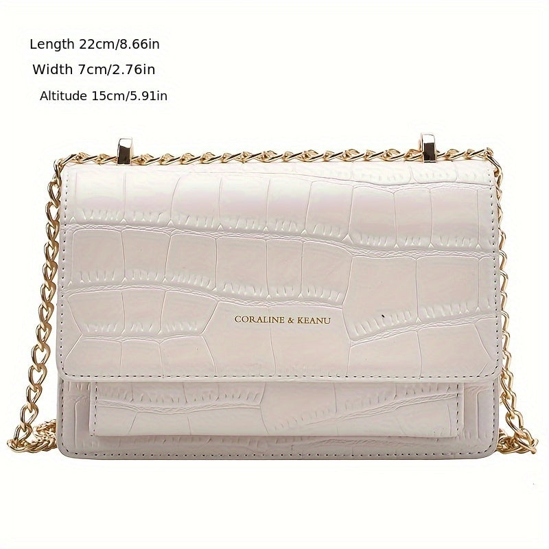 Sac bandoulière blanc femme, chaîne dorée, matelassé, fermeture pression, doublure tissu