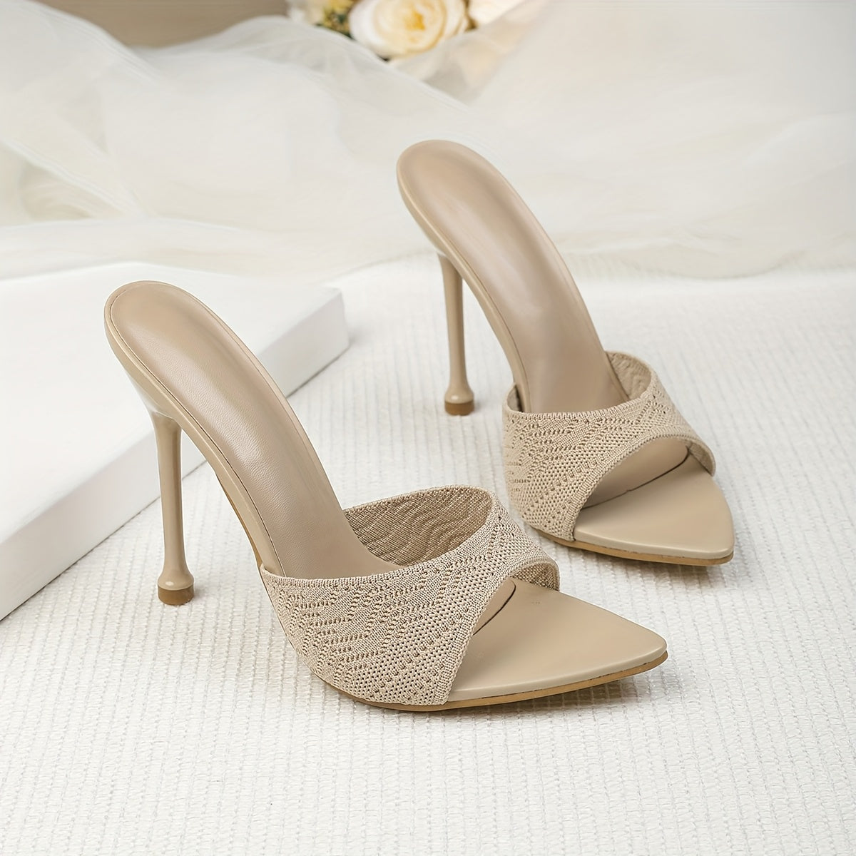Mules Élégantes à Talons Aiguilles pour Femme – Bout Ouvert, Talons Ultra-Hauts, Tige en Microfibre, Semelle Antidérapante en Caoutchouc, Parfaites pour Mariages, Soirées, Bureau et Événements Extérieurs – Sandales de Soirée