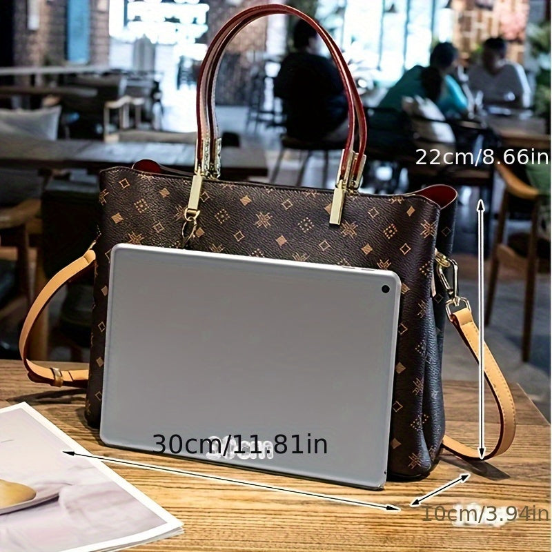 Sac Cabas Femme Élégant Grande Capacité avec Breloque Renard à Pompon – Fermeture Éclair, Doublure en Polyester, Design Multi-Couches, Idéal comme Cadeau de Fête