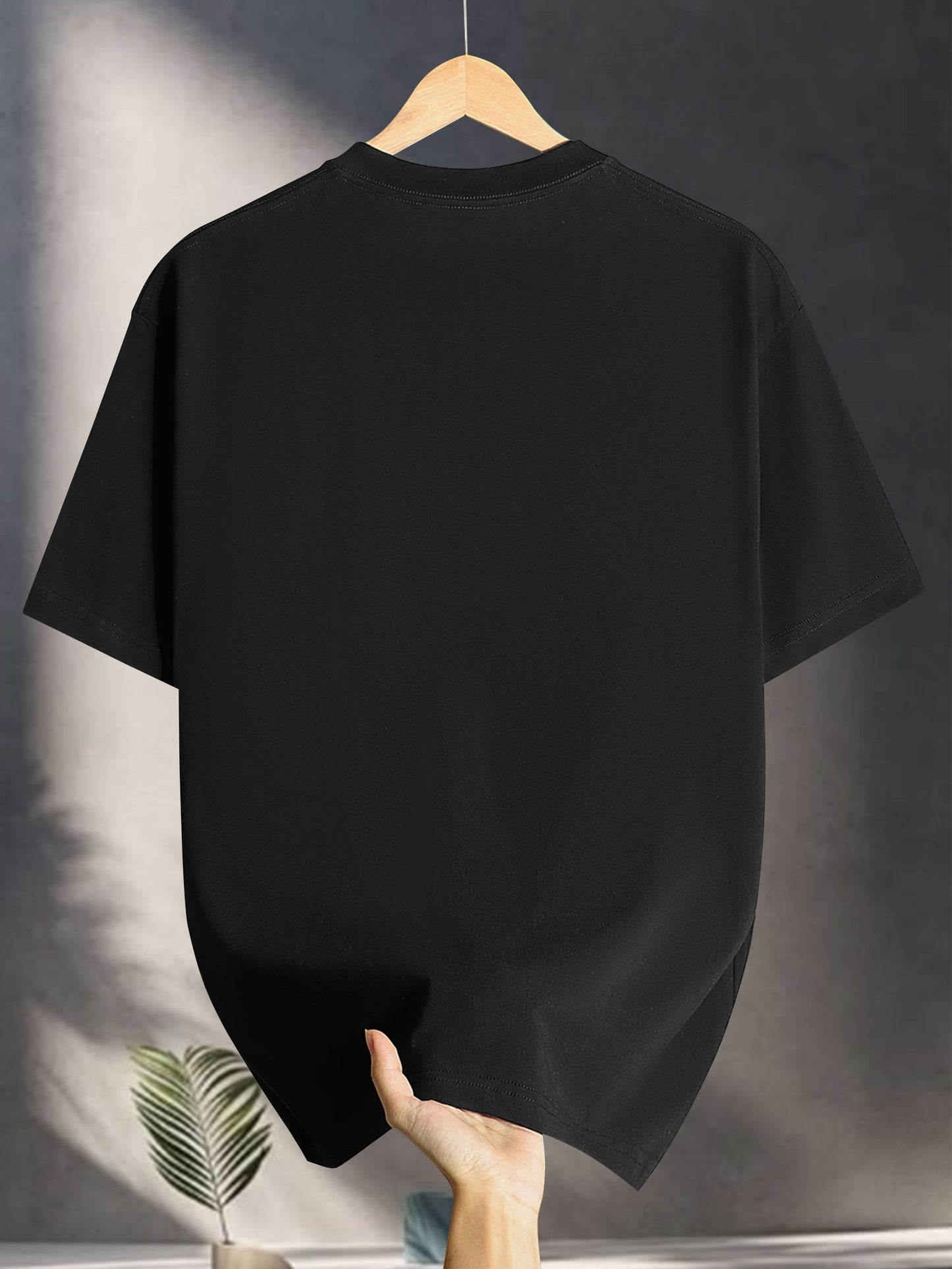 200g 100% Cotton Casual Short Sleeve T-Shirt with Car Graphic Print - Black Round Neck Summer Tee for Adults, Machine Washable