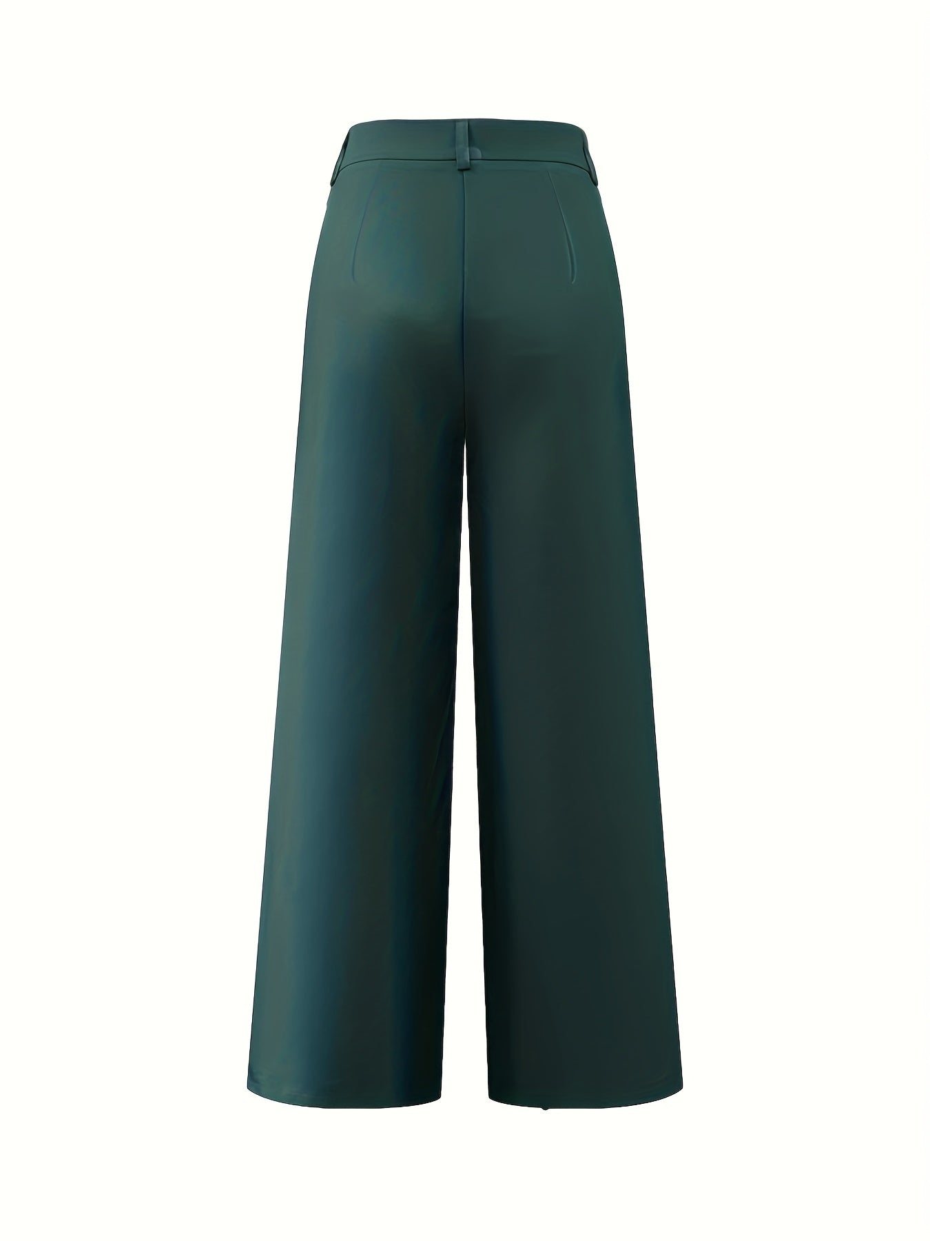 Pantalon Femme Élégant Vert Émeraude – Taille Haute, Jambe Droite, Fermeture Zippée, Sans Ceinture, Décontracté, Printemps/Automne