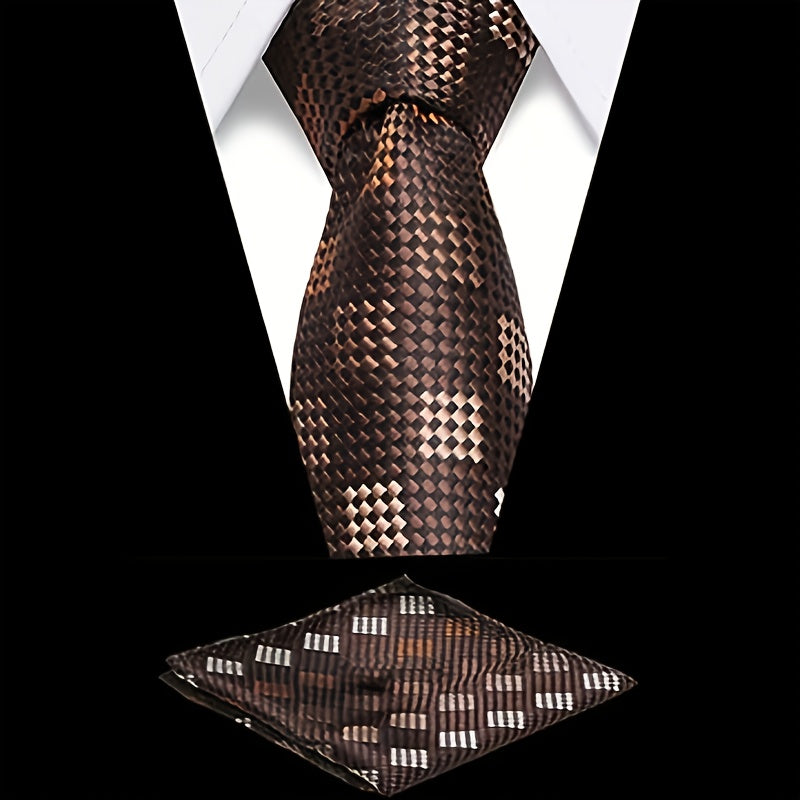 Coffret Cadeau Homme – Cravate Jacquard Classique et Pochette, Idéal Saint-Valentin