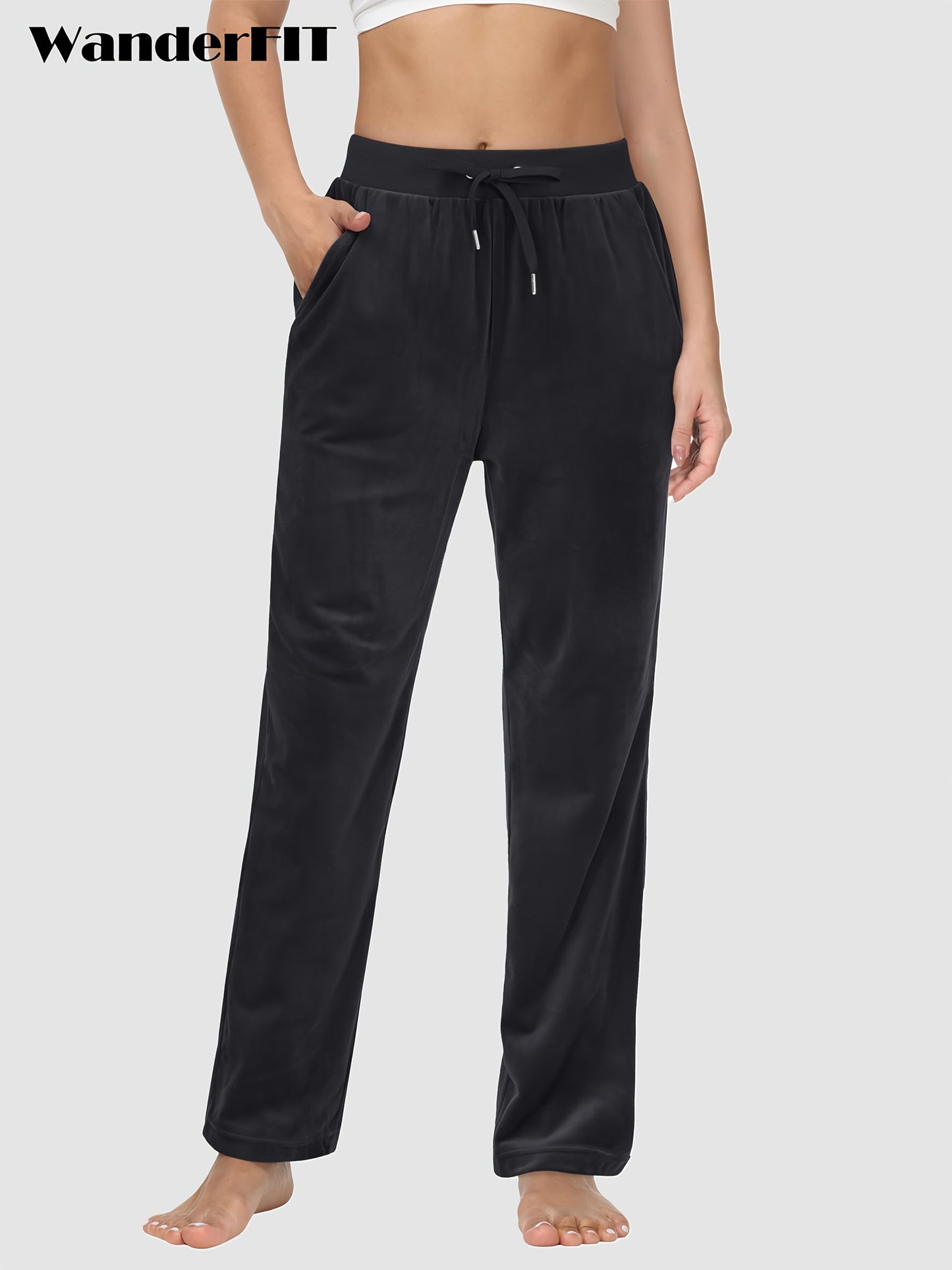 Pantalon Femme en Velours Doux avec Poches – Style Décontracté et Confortable