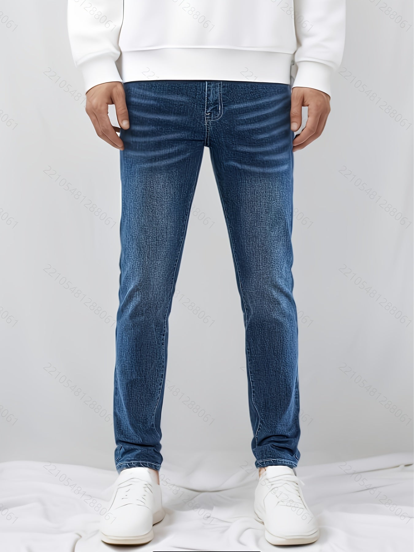 Jeans skinny stretch pour homme – coupe slim, denim extensible non transparent, taille mi-haute, bleu clair, idéal business casual et tenue décontractée, essentiel printemps/automne