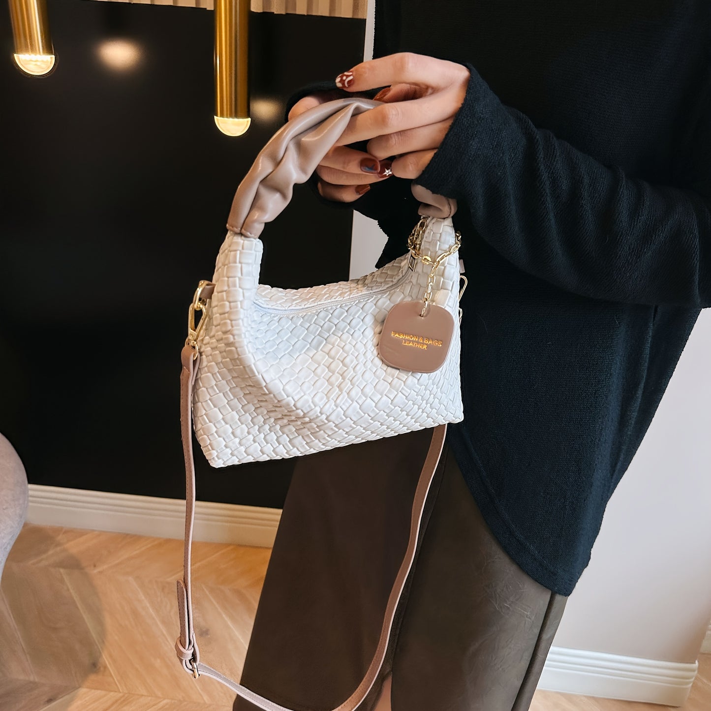 Sac tressé pour femmes – mini sac élégant, style hobo plissé simple, pratique et tendance