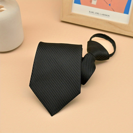 Lot de 3 Cravates Homme Noires à Rayures Diagonales – Polyester Élégant pour Bureau et Mariage