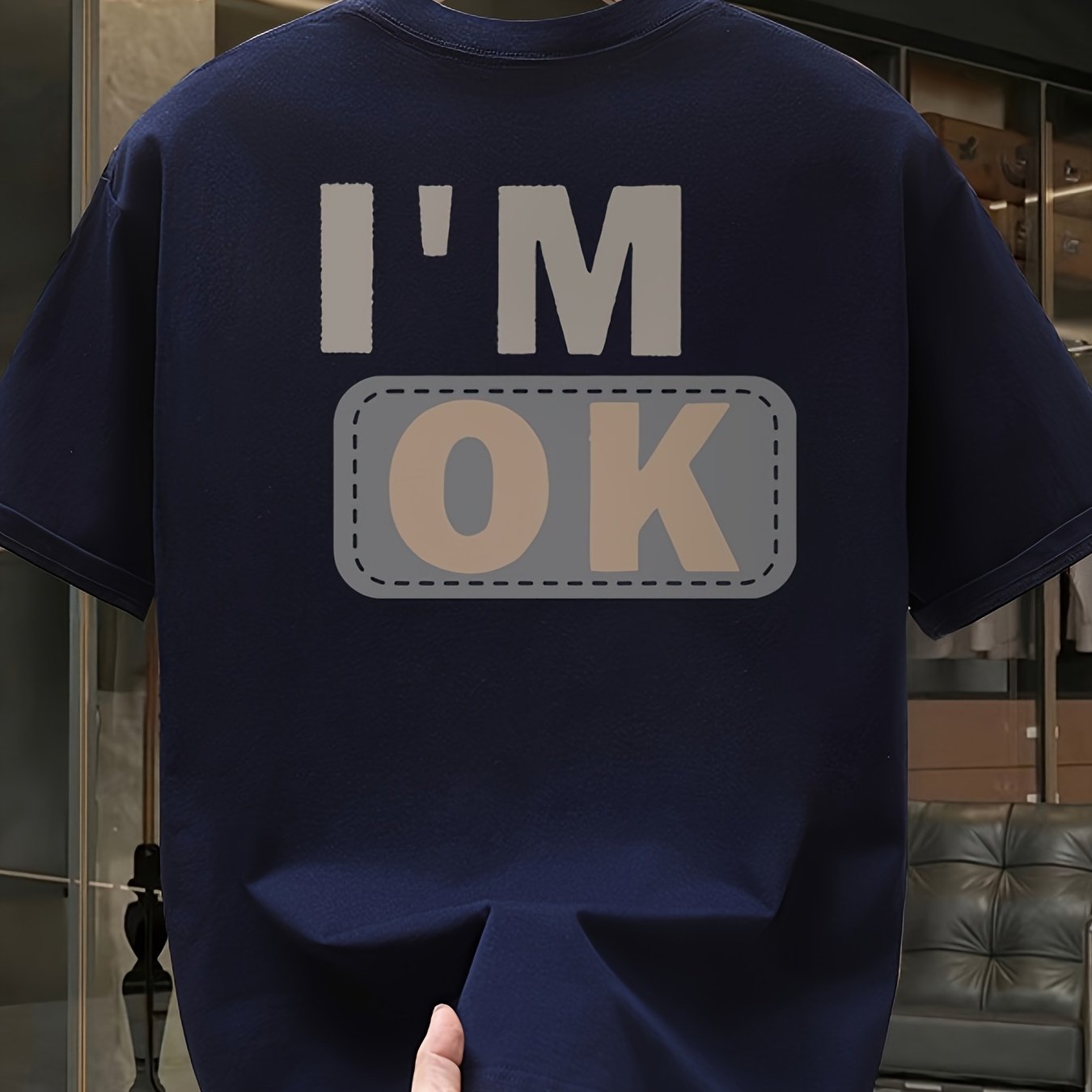 Heavy cotton letter printed short-sleeved T-shirt men's summer loose and versatile top