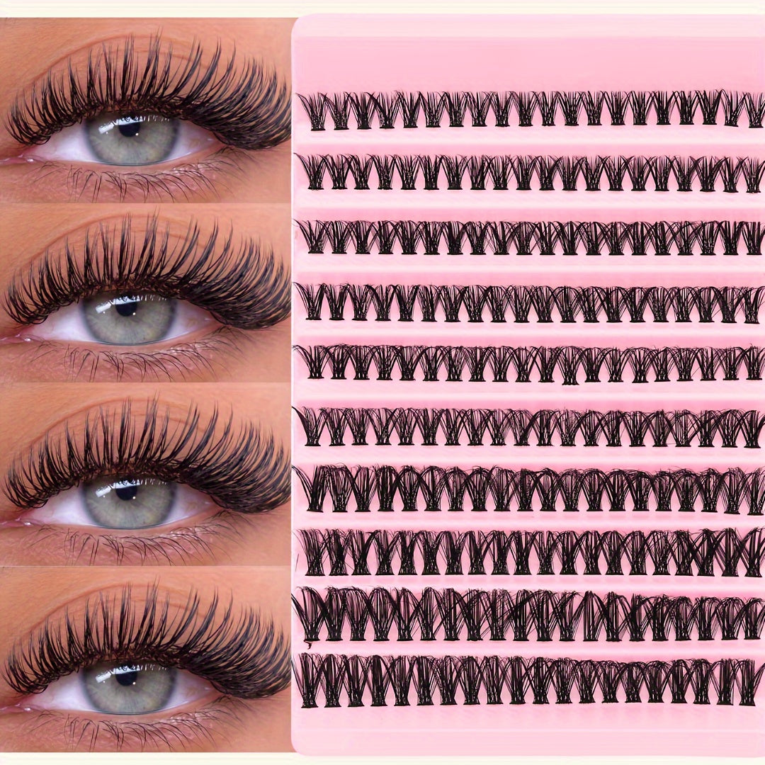 200 Cils en Touffes Naturels – Courbure 3D Russe, Longueurs Mixtes 10-16mm, Épaisseur 0.05mm, Réutilisables, DIY, Courbure D, Idéal Débutants, Multi-Styles, Multi-Pack, Cils Individuels pour Look Naturel ou Anime