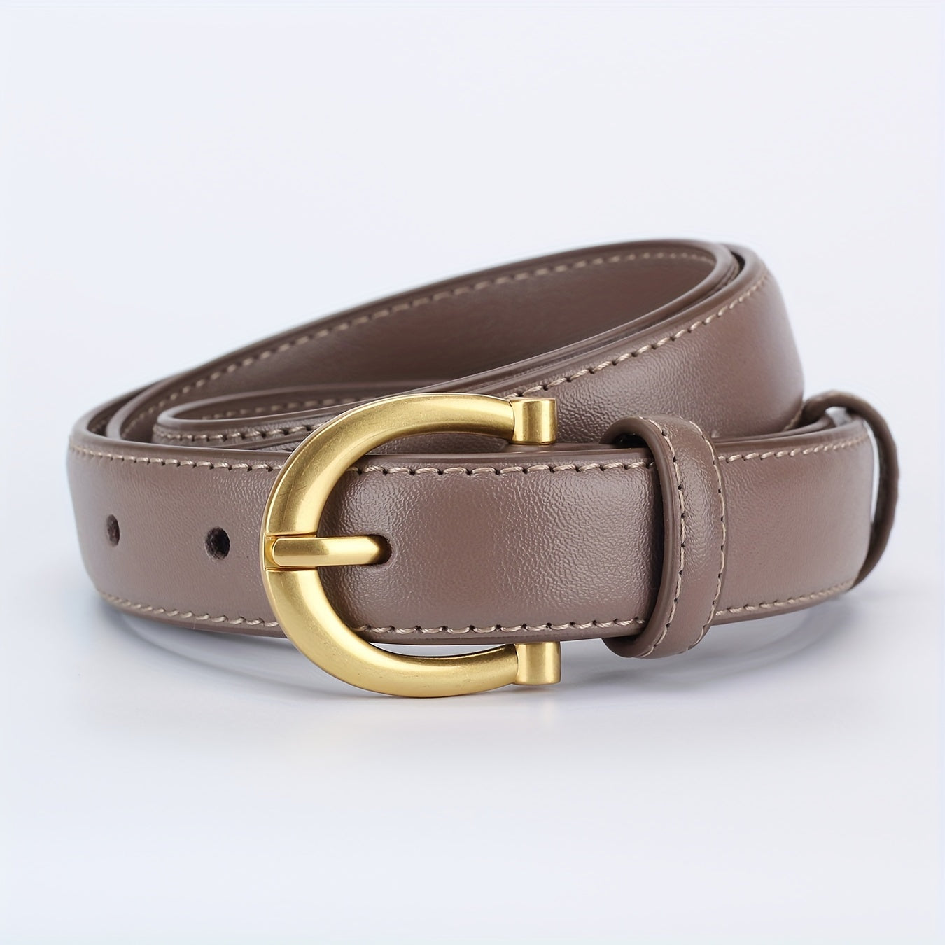 Ceinture à deux couches en cuir véritable pour femmes – Douce, résistante aux fissures, polyvalente pour jeans et robes, livrée dans un coffret cadeau élégant (taille unique : tour de taille 70,1 cm à 93,98 cm)