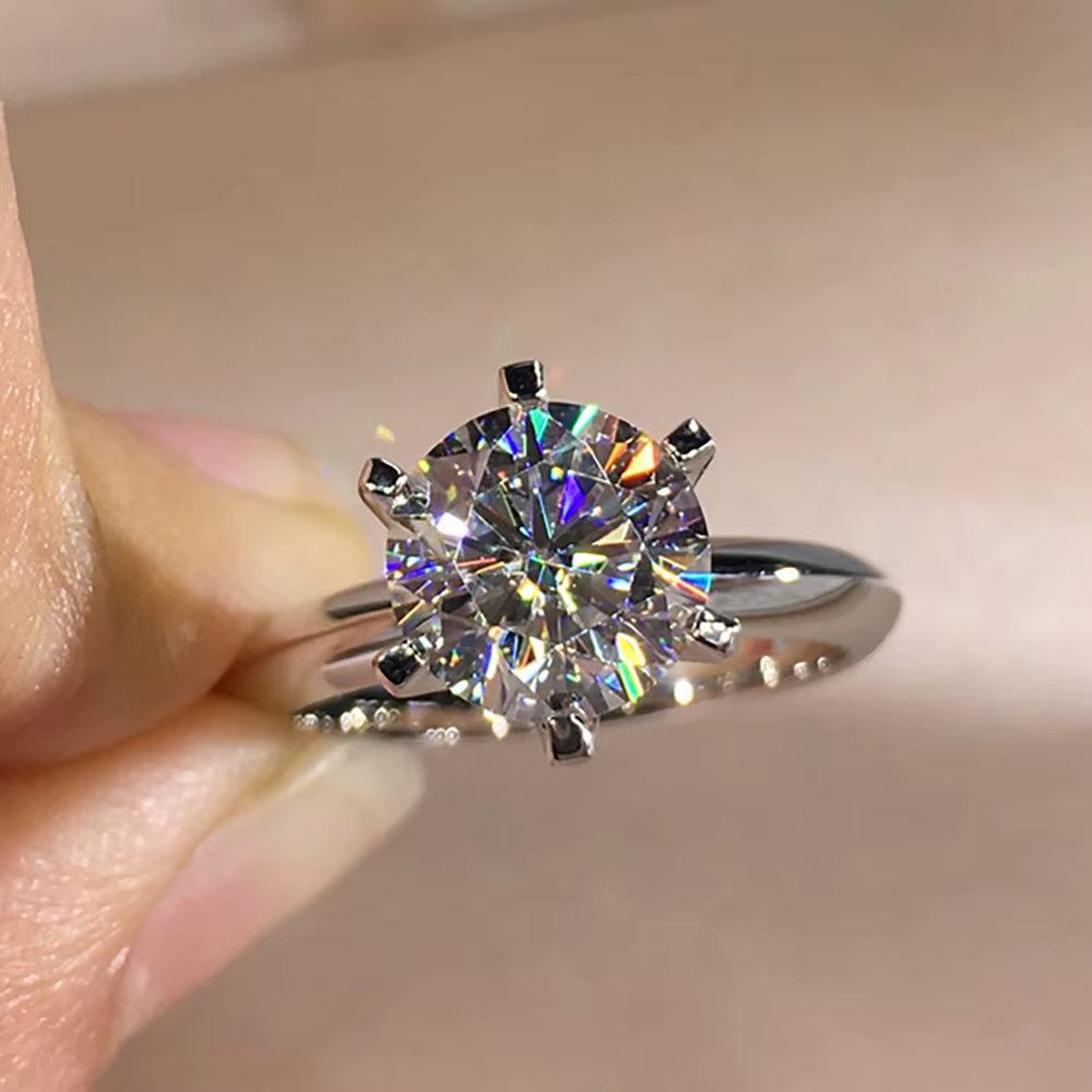 Bague classique et simple – plaquée argent 2 carats, hypoallergénique, bijou de mariage ou fiançailles, bague promesse éternelle, cadeau anniversaire ou anniversaire, haute qualité pour femmes