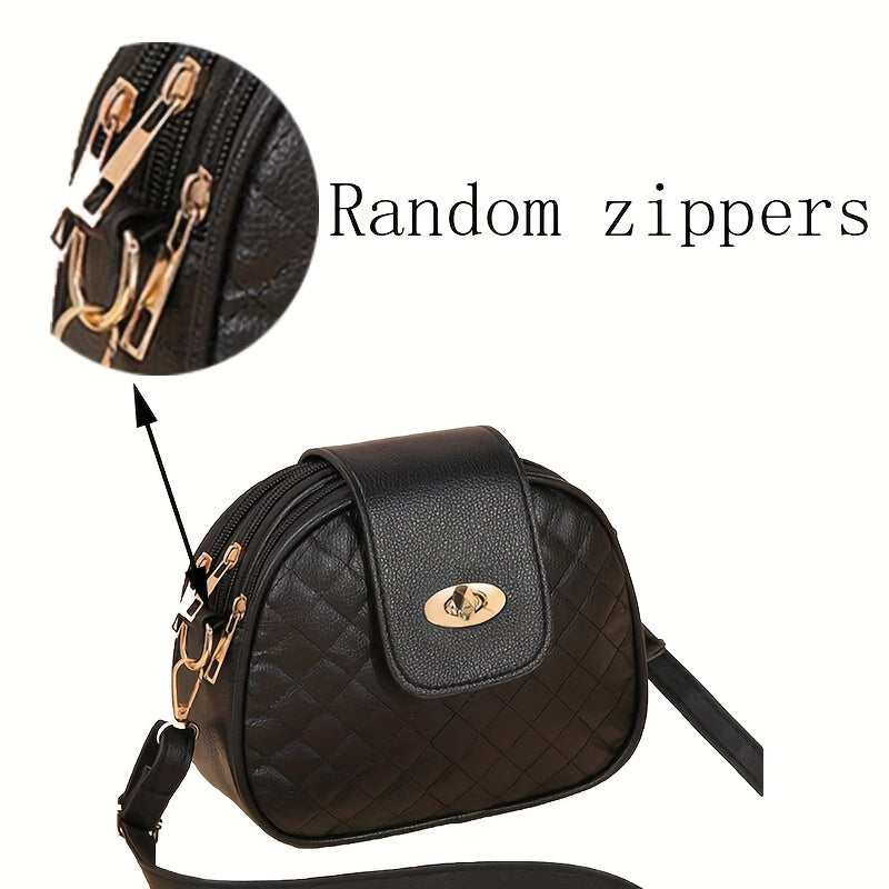 Sac Bandoulière Matelassé – Style Décontracté et Chic, Sac en PU, Sac à Épaule Rond avec Détail Brodé