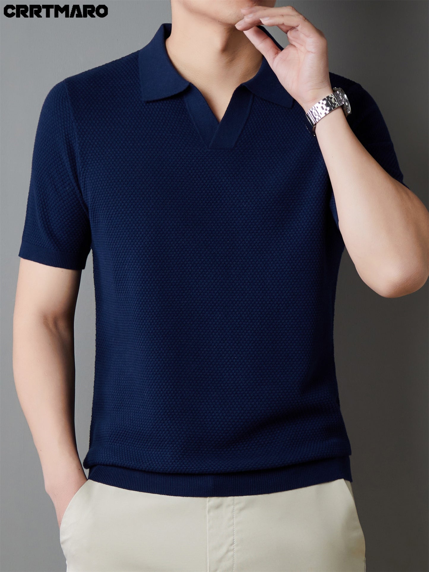 Men's 100% Cotton Shirt - Classic Fit Casual Short Sleeve, Solid Color Button- Collar for Spring/Fall, Versatile for Office & Casual Attire