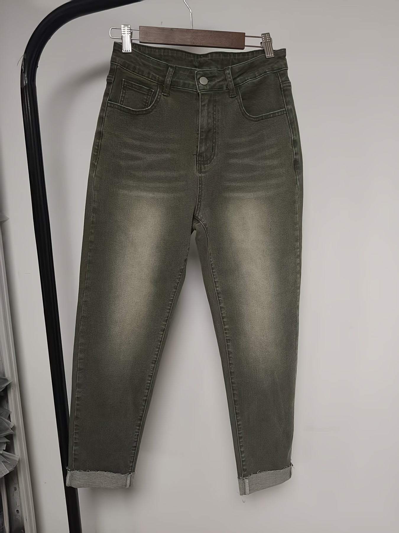 Jeans Femme Skinny Extensible Taille Mi-Haute Tissu Non Transparent Lavable Coupe Slim Élégant Polyvalent