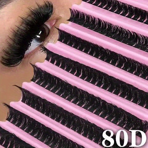 Kit Extensions de Cils 200 pcs — Cils Curl D 30D/40D/80D/100D, Longueurs Mixtes 8-16 mm, Styles Naturels Fins et Épais/Très Épais, Kit Auto-Application avec Colle, Scellant et Outil Applicateur, Pour Usage Domestique, Débutants, Réutilisable
