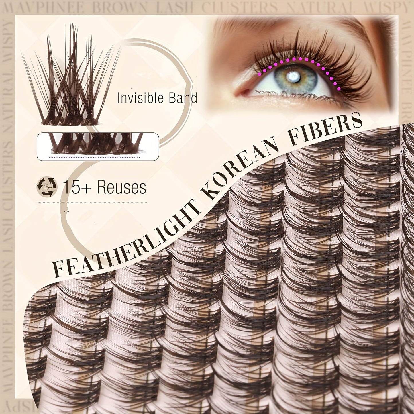 Lot de 120 Touffes de Cils Naturels Bruns – Longs et Épais, Multi-Styles, Effet Œil de Chat, Courbure D, Longueurs 8-16 mm, Idéal Débutants, Extensions DIY