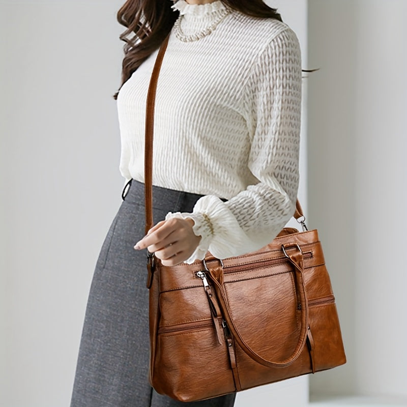 Sac Cabas Femme Vintage Grande Capacité Avec Bandoulière Amovible et Multiples Compartiments