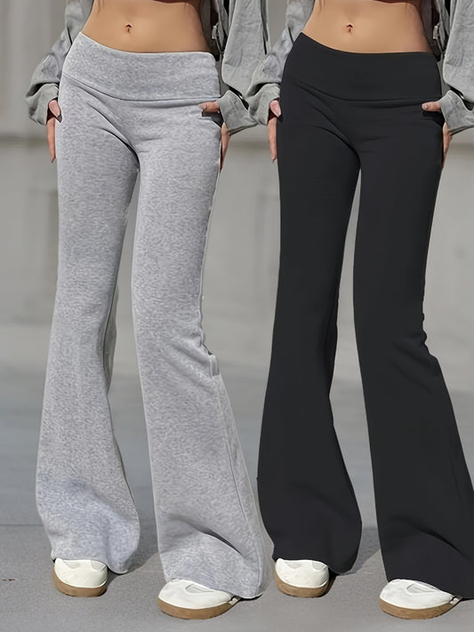 Lot de 2 Pantalons Femme Décontractés – Couleur Unie