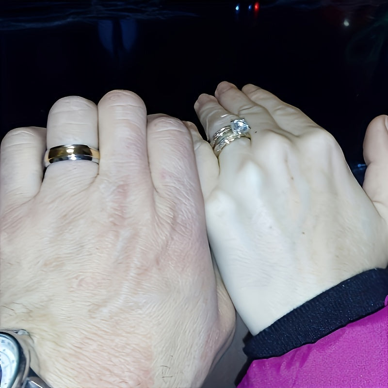 3pcs Couple Ring Set (2pcs/Set for Women + 1pc for Men) Stylish -Plated Stainless Steel Rings for Women And Stainless Steel Ring for Men, Perfect Gift for Christmas, Valentine'S Day, And Wedding Anniversaries.