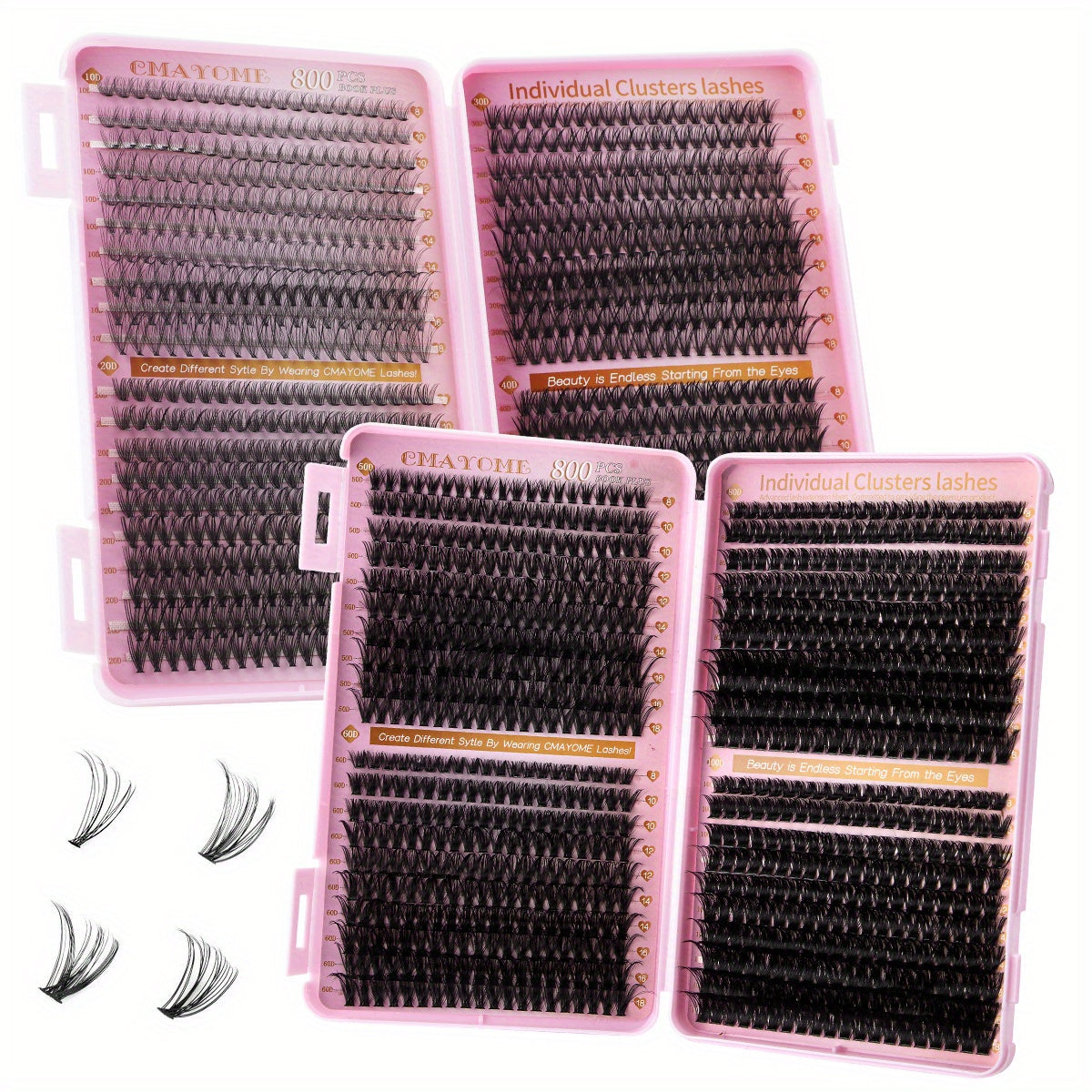 Kit d’Extensions de Cils en Paquets 200/800 – Cils Épais et Légers, D Curl Style Russe 0,05 mm, Volume Naturel et Recourbés, Adhésif Longue Durée, Réutilisables, Parfaits pour Maquillage Quotidien et Soirées