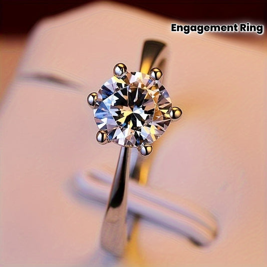 Elegant 925 Sterling Silvery Engagement Ring with Sparkling Cubic Zirconia - Perfect for Weddings, Proposals & Mother's Day Gift, Elegant Style, Sexy Style