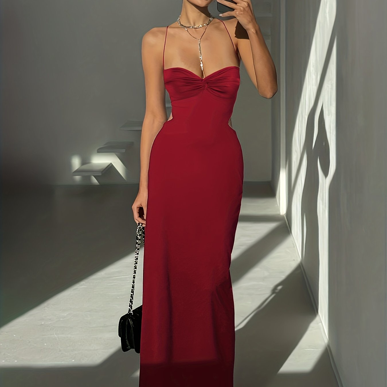 Robe Femme Sexy Élégante de Soirée — Dos Nu, Silhouette Sirène/Trumpet, Sans Manches, Robe Formelle pour Soirées et Mariages, Coupe Bodycon Flatteuse, Idéale pour Prom, Gala et Tenues Chics Quotidiennes, Style Sophistiqué