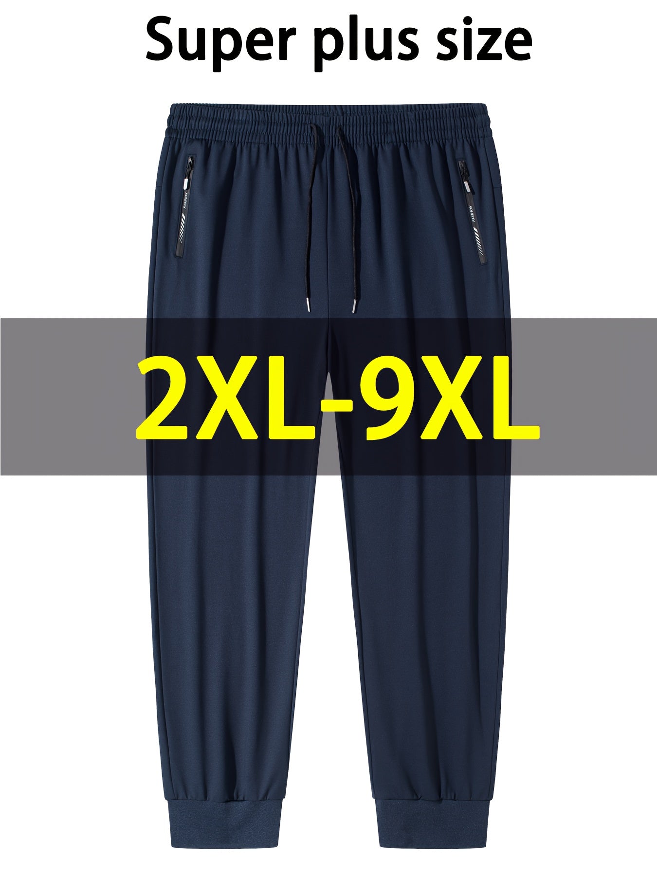 Joggers grande taille pour homme (2XL–9XL) – tissu stretch à séchage rapide, taille élastique à cordon, coupe ample, idéals gym, running et usage quotidien, couleurs noir, gris et bleu
