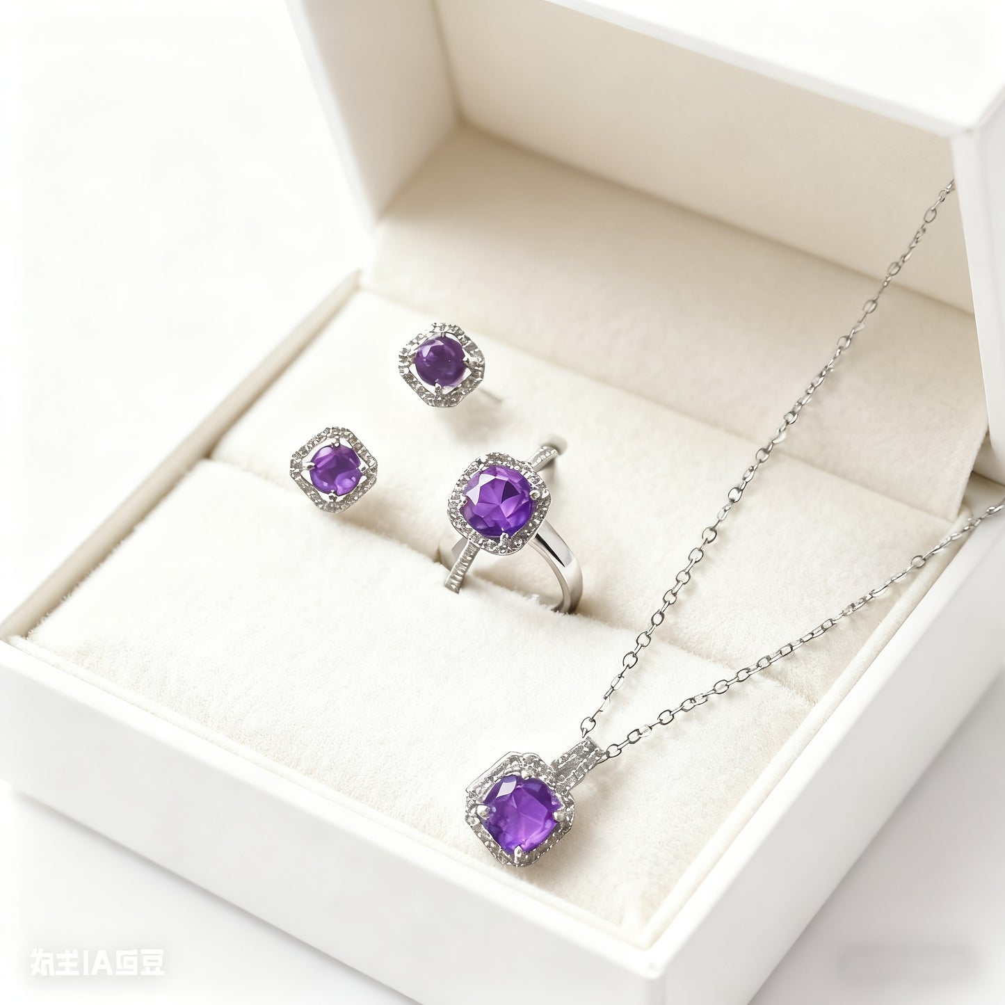 Lot de 3 Bijoux Femme Élégants – Argent 925 Plaqué, Moissanite, Style Minimaliste Luxueux, Comprend Bague Ouverte, Boucles d’Oreilles Clous et Collier, Idéal pour le Quotidien et Cadeau