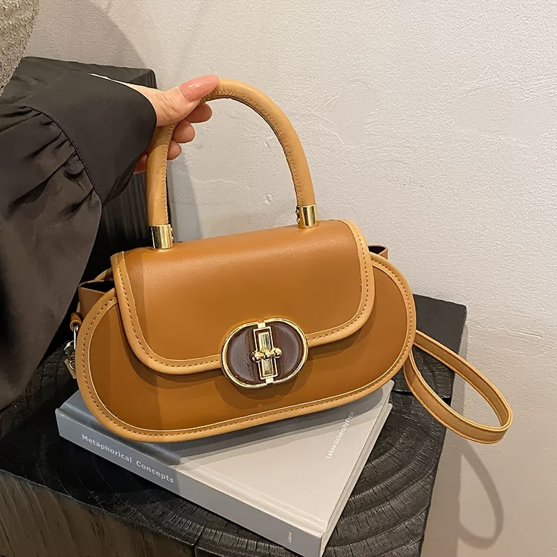 Sac à main réglable pour femmes – petit sac carré avec emblème doré, fermeture zippée, texture givrée, design minimaliste léger, printemps/été, couleurs café/blanc/marron/noir, élégant et pratique au quotidien