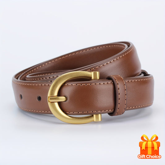 Ceinture à deux couches en cuir véritable pour femmes – Douce, résistante aux fissures, polyvalente pour jeans et robes, livrée dans un coffret cadeau élégant (taille unique : tour de taille 70,1 cm à 93,98 cm)