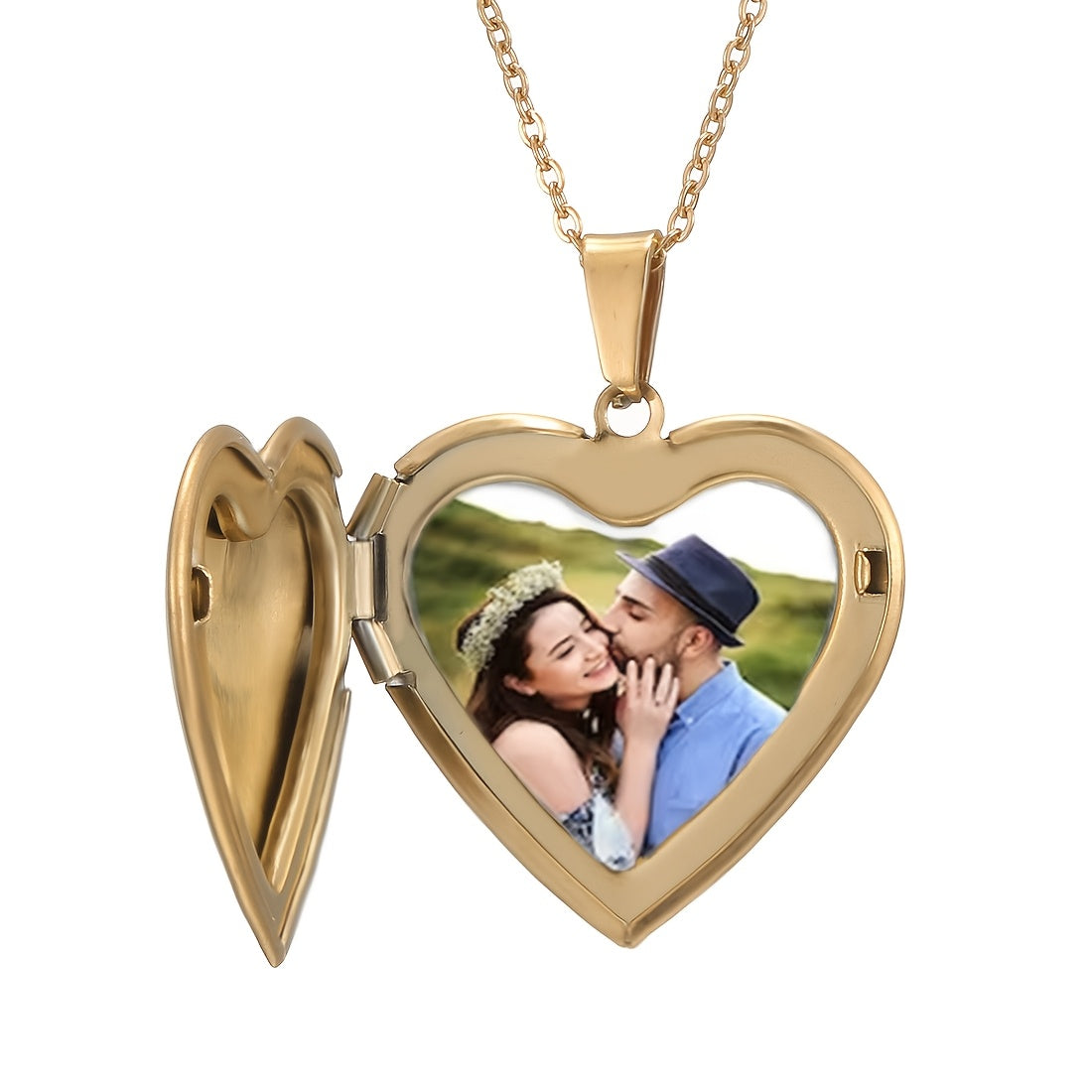 Collier pendentif cœur personnalisé avec photo, bijou en acier inoxydable gravable