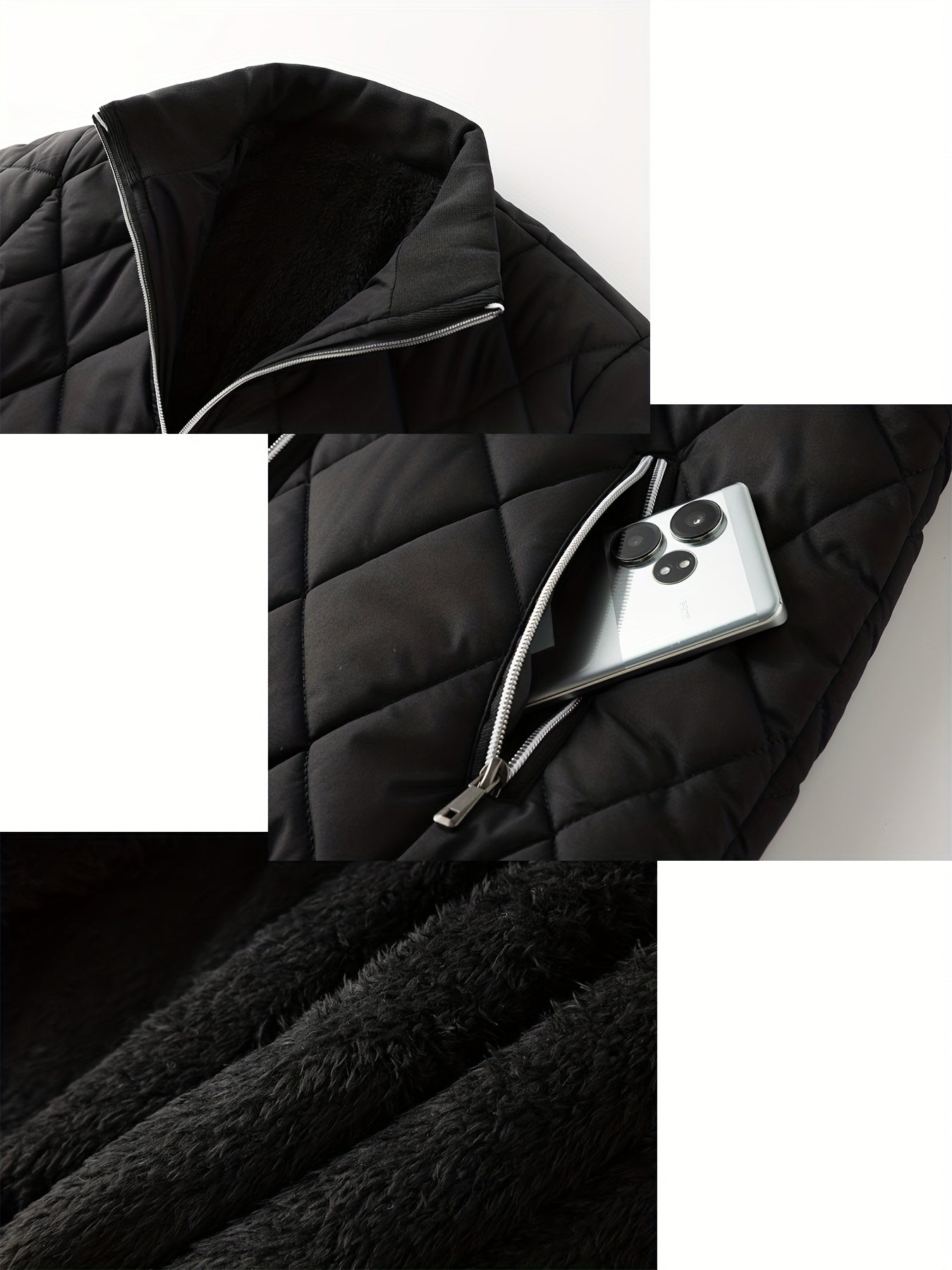 Manteau Hiver Homme Oversize 2XL-9XL – Veste Zippée Épais, Col Montant, Grandes Poches, Casual & Grand Taille