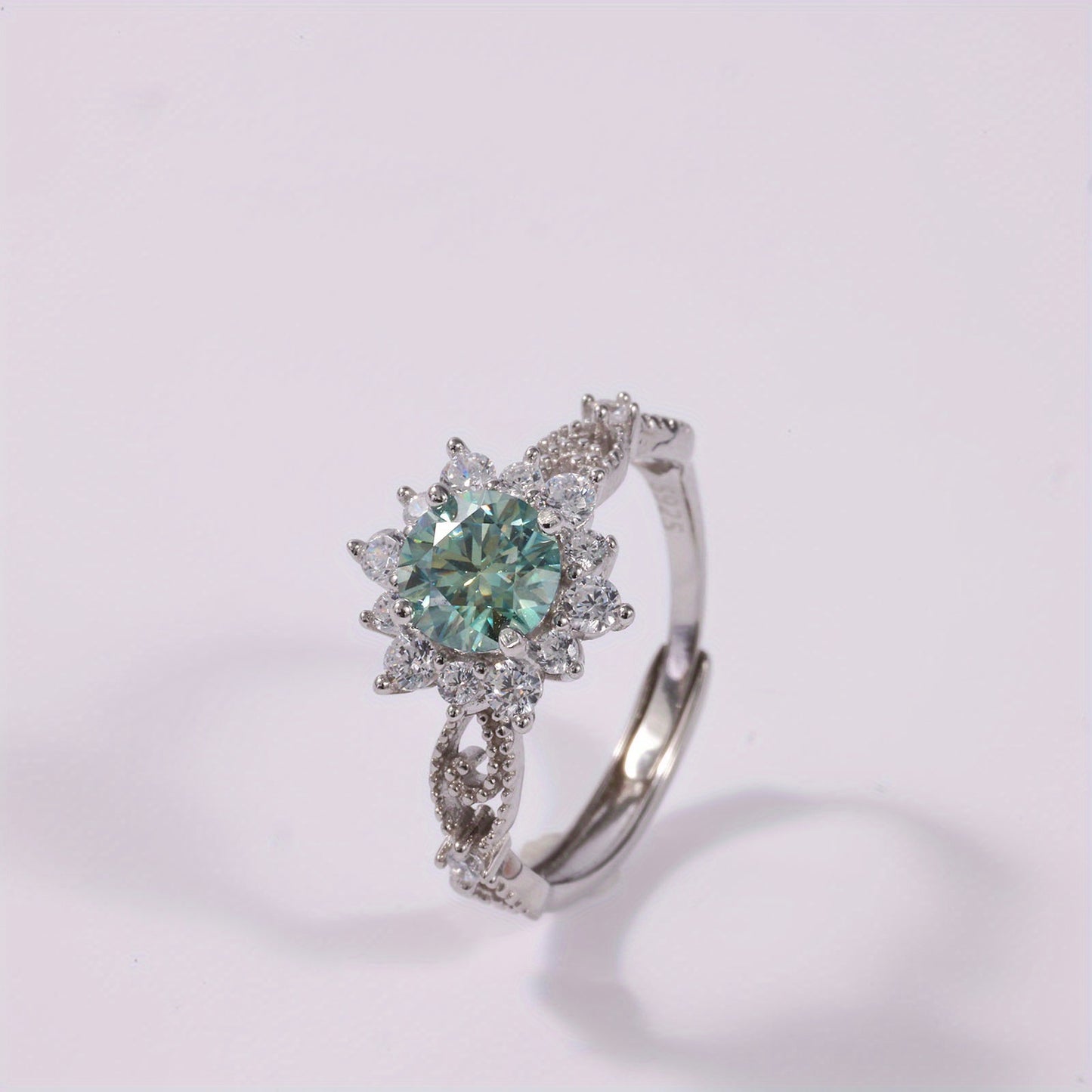 Vintage 1 Carat Green Moissanite Ring 925 Sterling Silvery Birthday Wedding Gifts for Women Girls