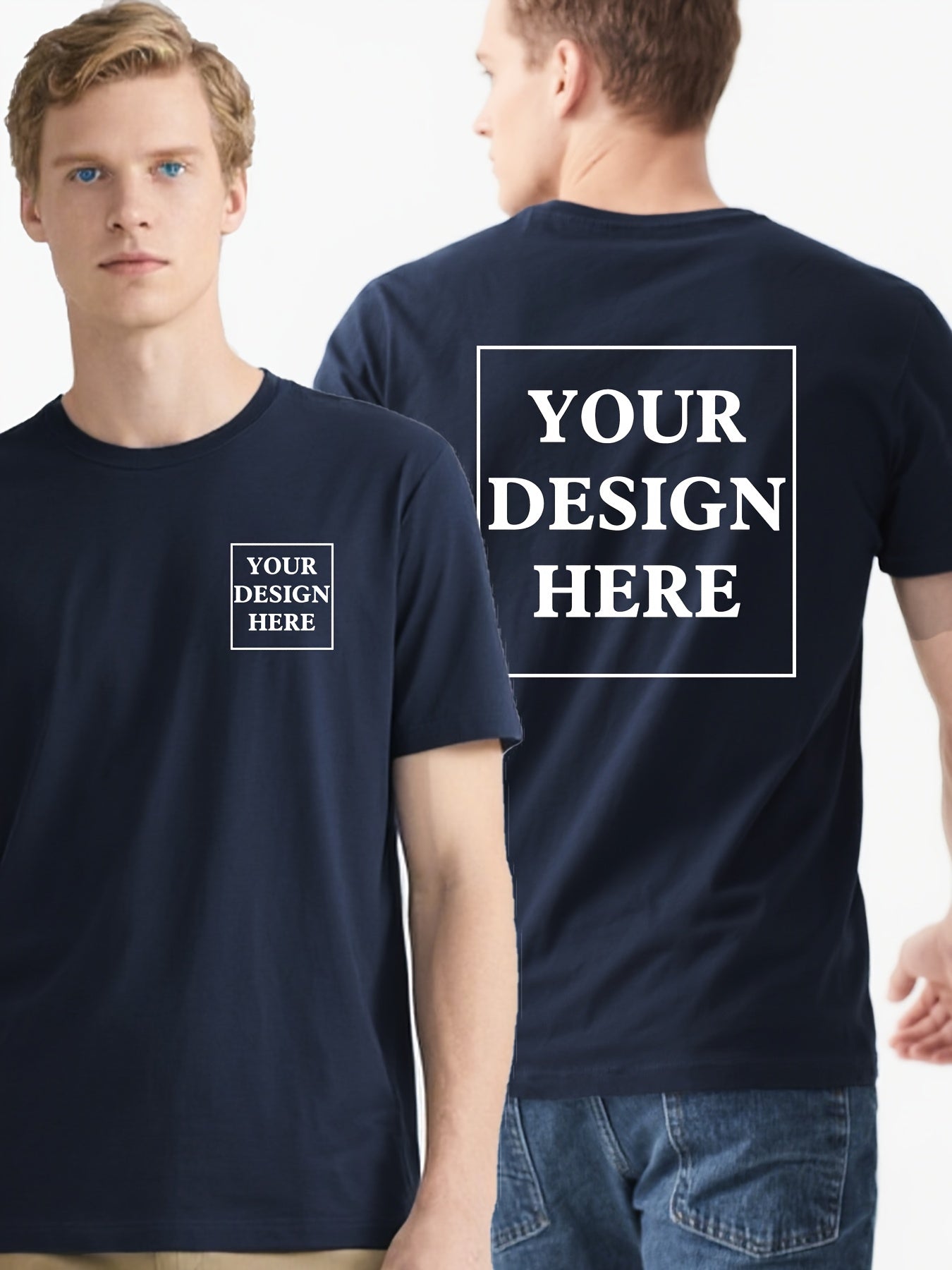 Custom Pure T-Shirts with Personalized Printing of Text, Photos, And Logos, DIY Short Sleeves for Summer Wear.