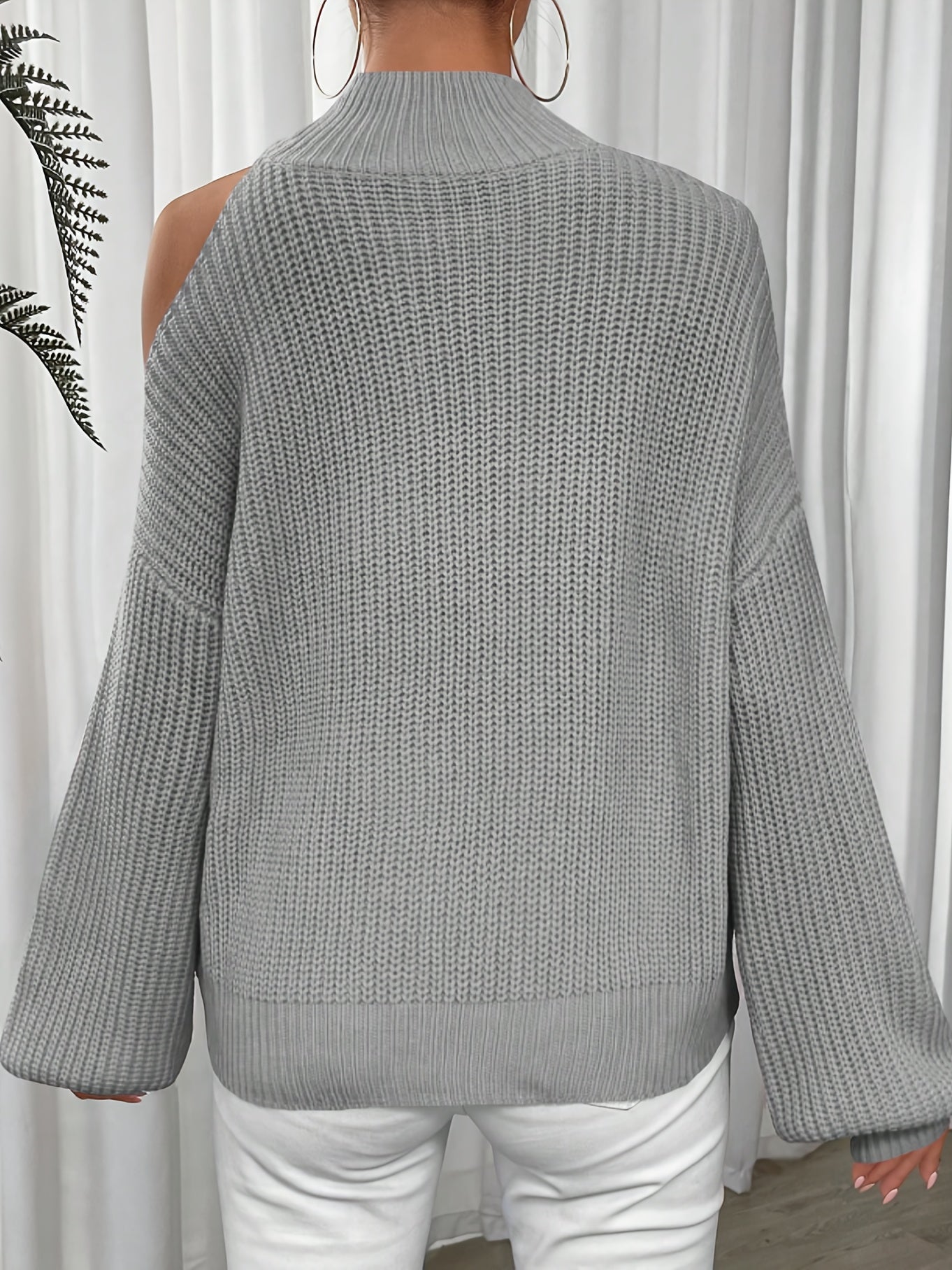 Pull à épaule unique style col haut et manches dénudées, élégant et sophistiqué