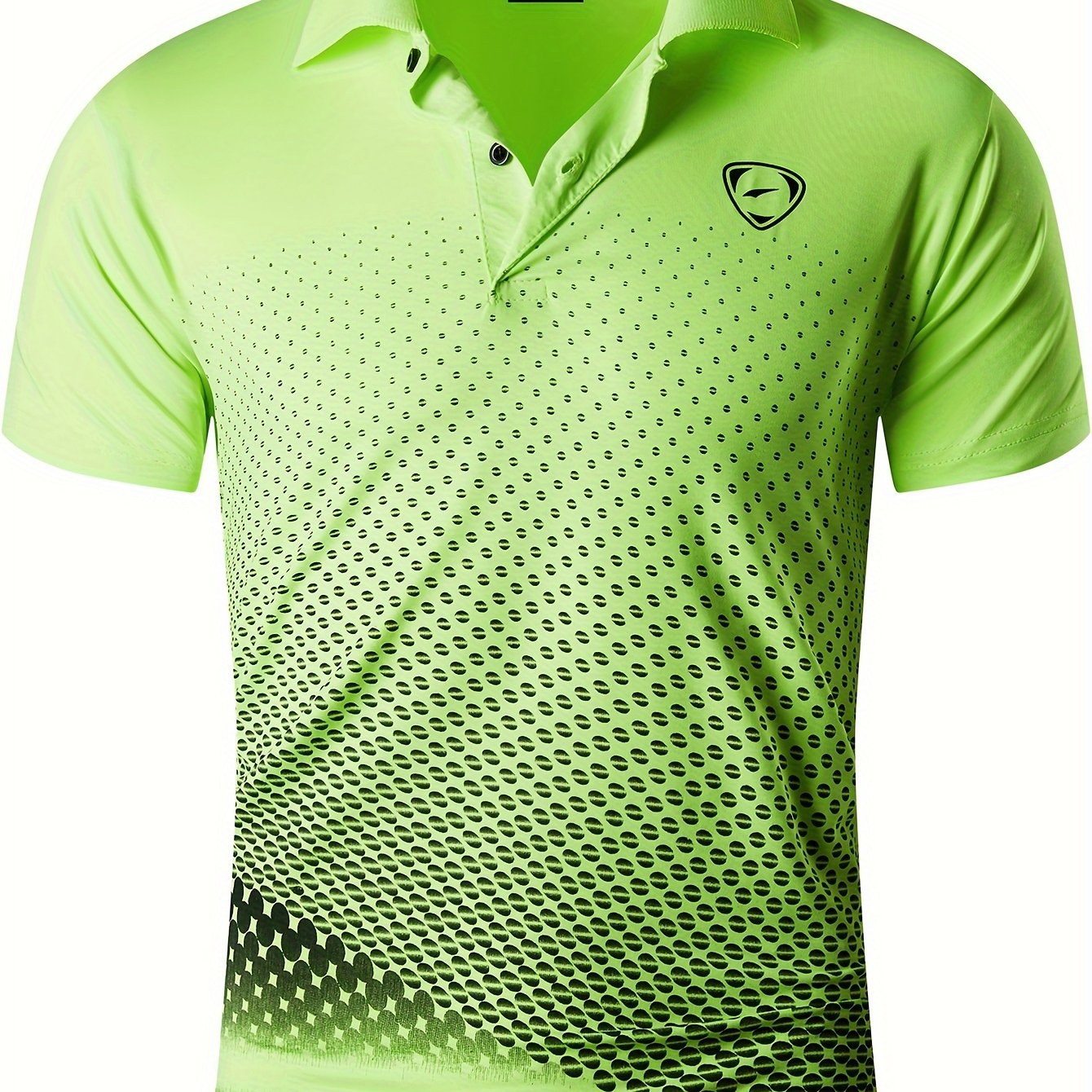 Men's Lightweight Breathable Sport Shirt - Vibrant Orange All-Over Dot Print, Stretch Polyester Short Sleeve with Collar & Button Placket for Tennis Golf Bowling, Regular Fit All-Season Casual Athletic Wear, Tennis A