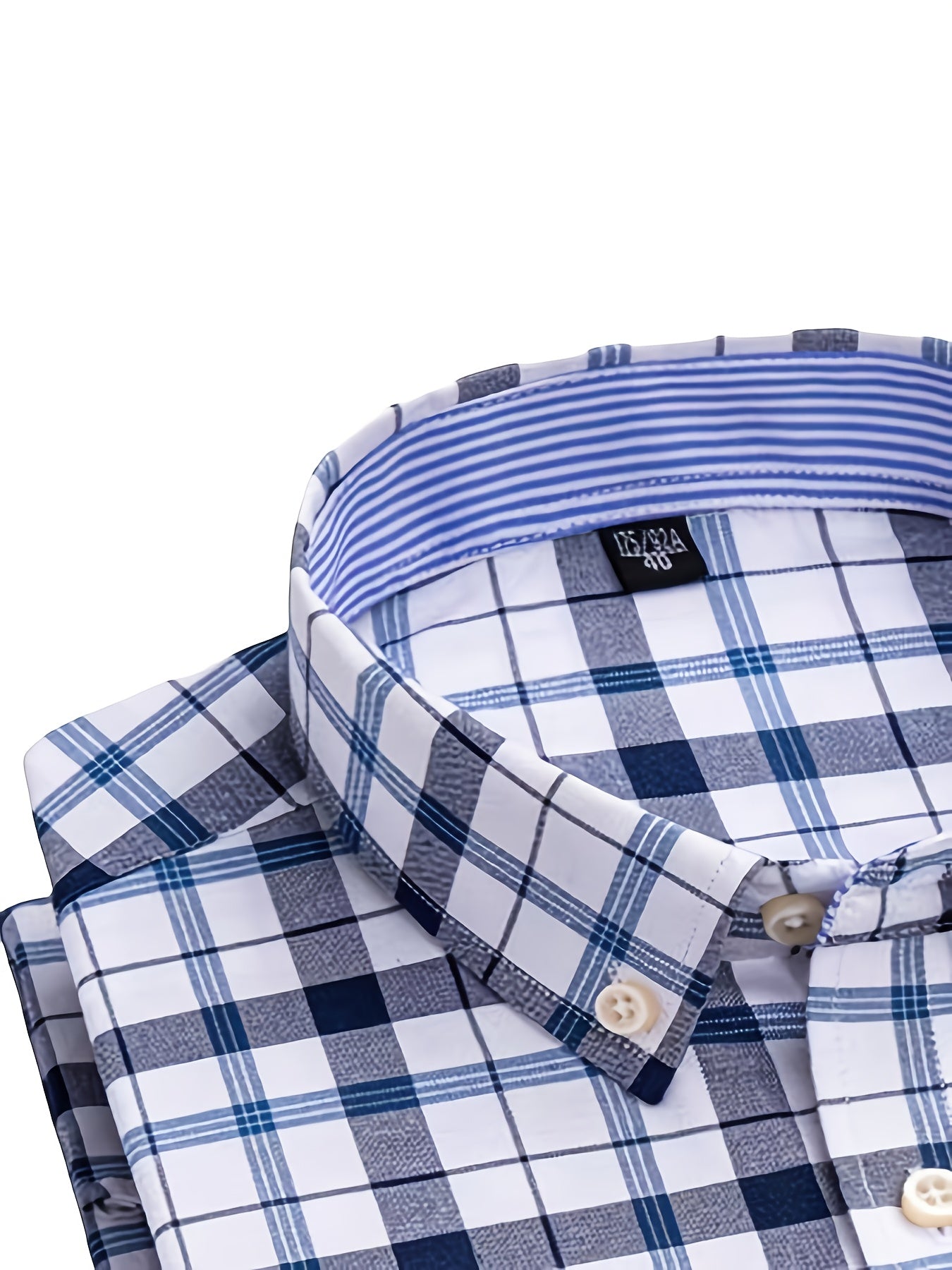 Men'S Formal And Business Casual Shirts - Classic Blue/Red/Beige Checkered, Long-Sleeve Button- Shirts, Non-Stretch Fabric, Suitable for Office, Meetings, And Casual Wear - a Must-Have for Spring And Autumn, Plaid Design, Smo