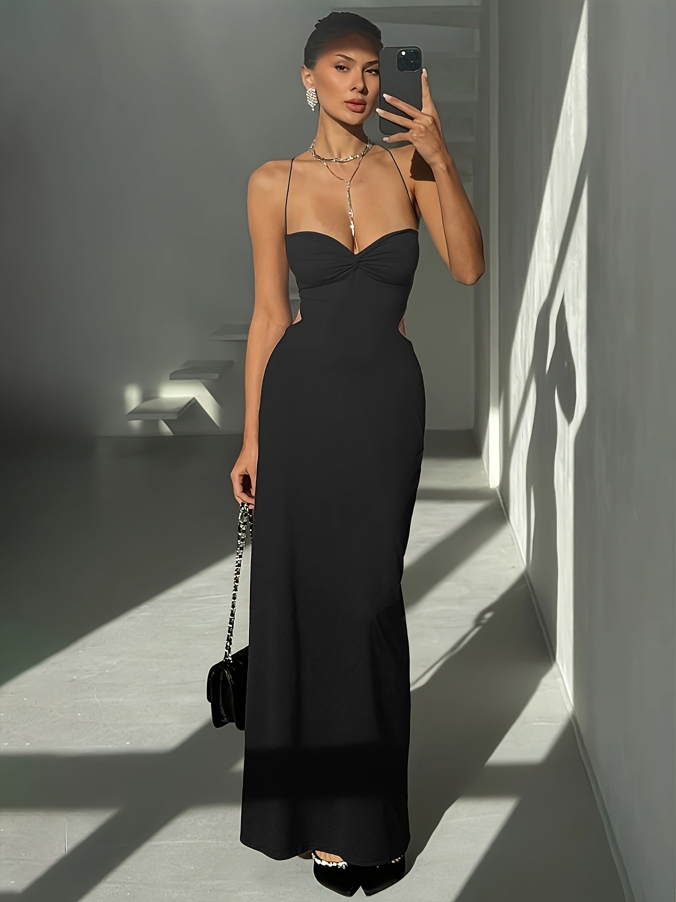 Robe Femme Sexy Élégante de Soirée — Dos Nu, Silhouette Sirène/Trumpet, Sans Manches, Robe Formelle pour Soirées et Mariages, Coupe Bodycon Flatteuse, Idéale pour Prom, Gala et Tenues Chics Quotidiennes, Style Sophistiqué