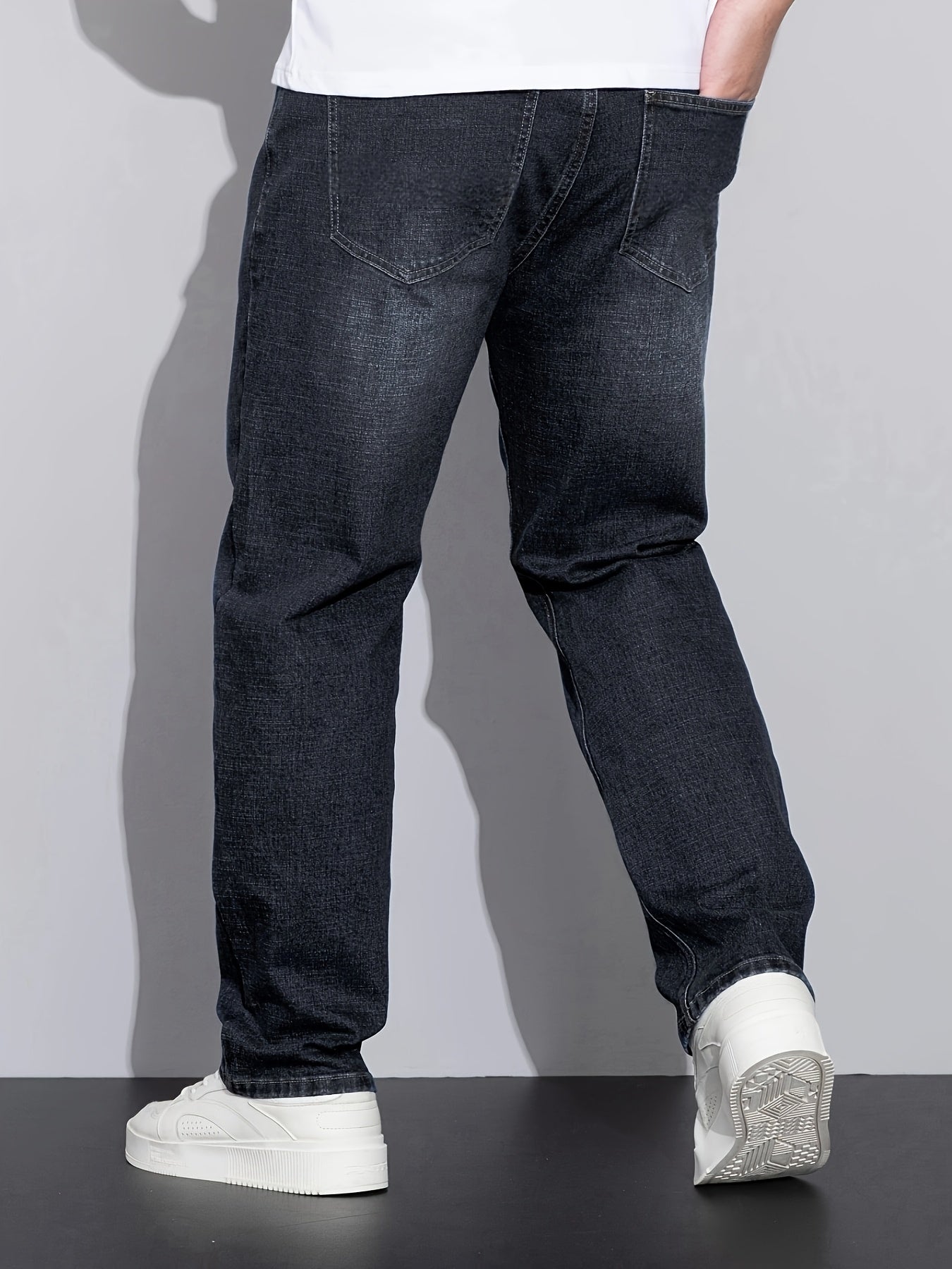 Jeans business pour homme – extensible et opaque, coupe classique, toutes saisons, formel et décontracté pour bureau et réunions, lavable en machine, style denim usé, confortable, grande taille