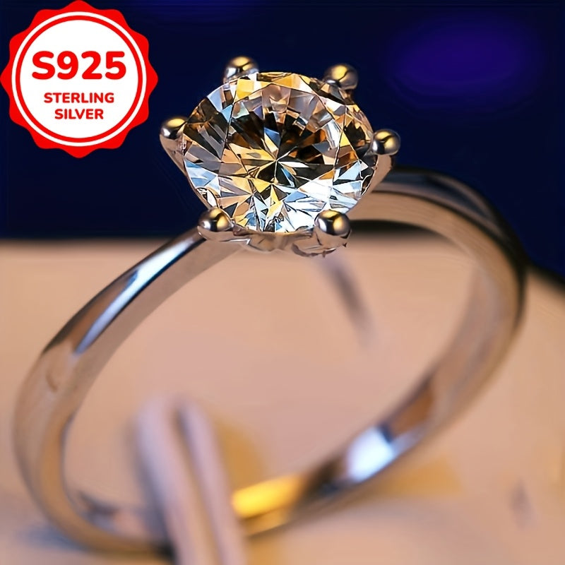 Elegant 925 Sterling Silvery Engagement Ring with Sparkling Cubic Zirconia - Perfect for Weddings, Proposals & Mother's Day Gift, Elegant Style, Sexy Style