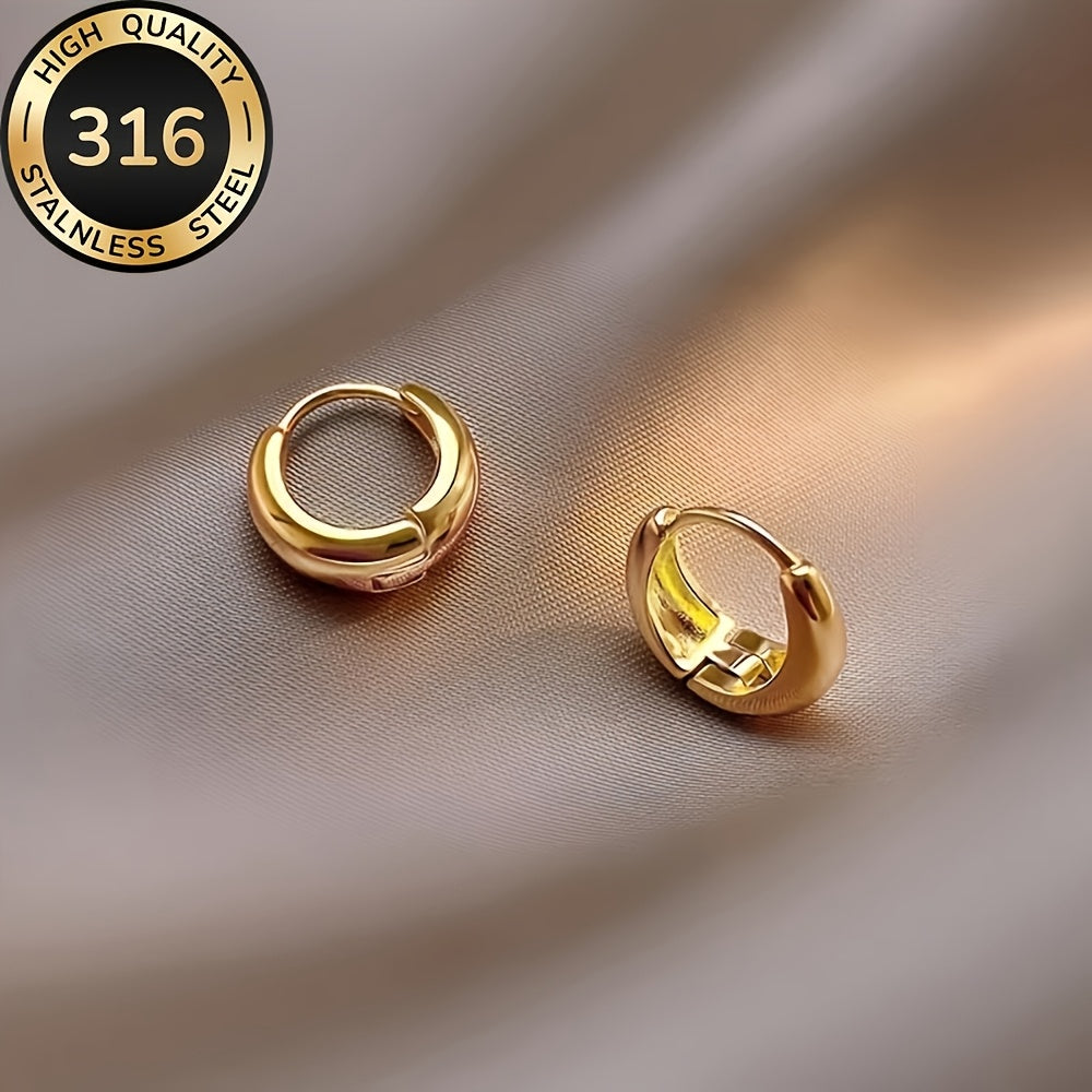Boucles d’oreilles créoles pour femme en acier inoxydable français hypoallergénique, plaquées or 18 K, résistantes à la décoloration, confortables, design simple et élégant, parfaites pour un usage quotidien ou soirées, cadeau idéal pour la Saint-Valentin