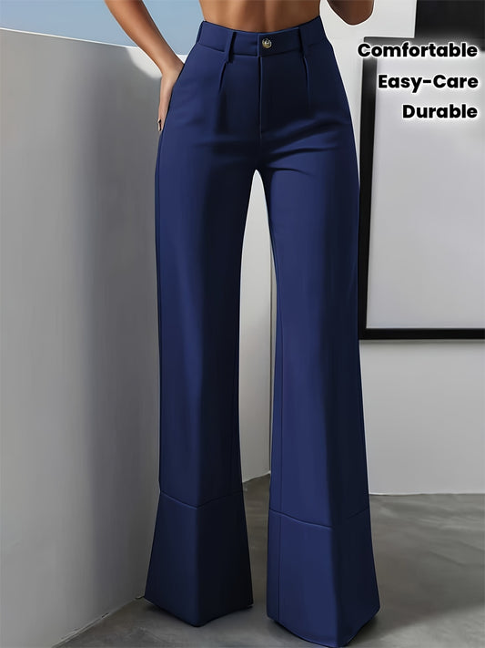 Pantalon Femme Jambe Droite – Sans Ceinture, Bureau et Décontracté, Coupe Structurée, Facile d’Entretien, Printemps/Automne