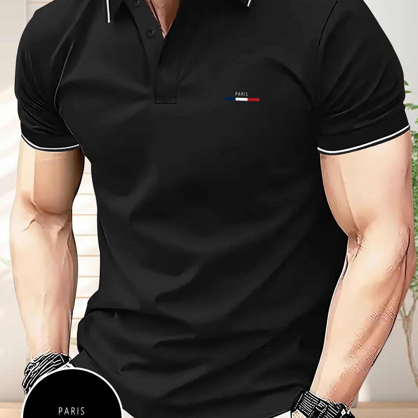 Men's Summer Business Casual Shirt - Maroon with Black Contrast Collar & Sleeve Trim, Geometric Pattern, Breathable Short Sleeve Golf & Tennis Shirt, Regular Fit, Machine Washable, Outdoor Leisurewear, Highquality Fa