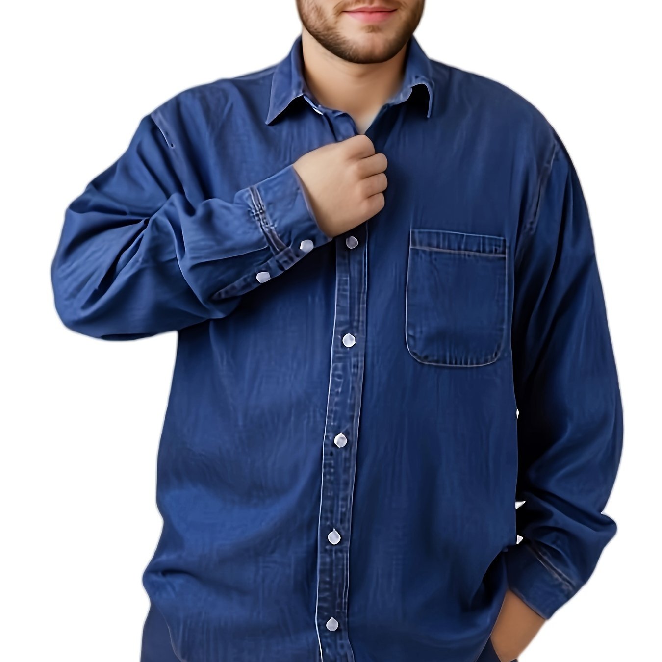 Plus Size Casual Denim Tencel Shirt