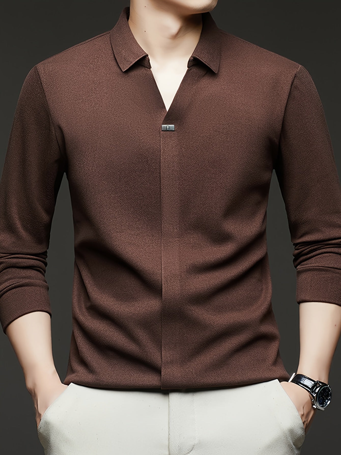 This Autumn'S Trendy Men'S Long-Sleeve Polo Shirt Is Soft, Skin-Friendly, And Resistant to Deformation, Featuring an Attractive Appearance That Looks Stylish And Casual, Making It The Perfect Choice for a Sophisticated Men'S