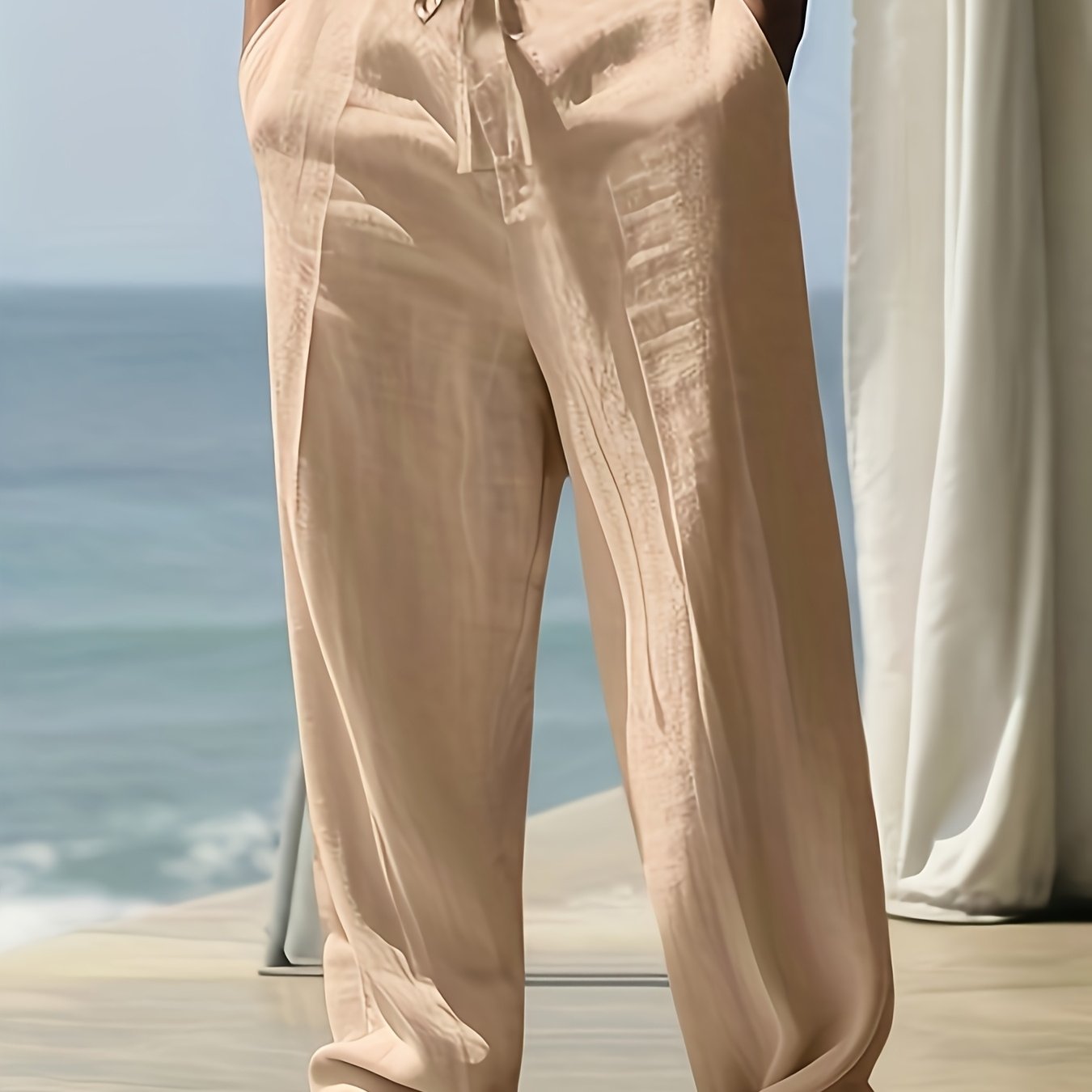Pantalon beige pour homme – respirant toutes saisons, formel et décontracté, style minimaliste pour bureau, sorties et soirées, coupe décontractée, matière douce, polyvalent et élégant