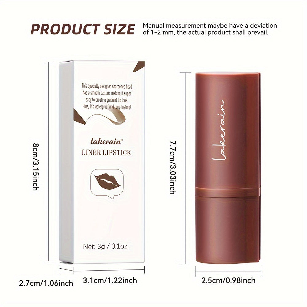 Lakerain 2-in-1 Matte Lip Liner & Lipstick - Waterproof, Sweatproof, Smooth Application for All Skin Types