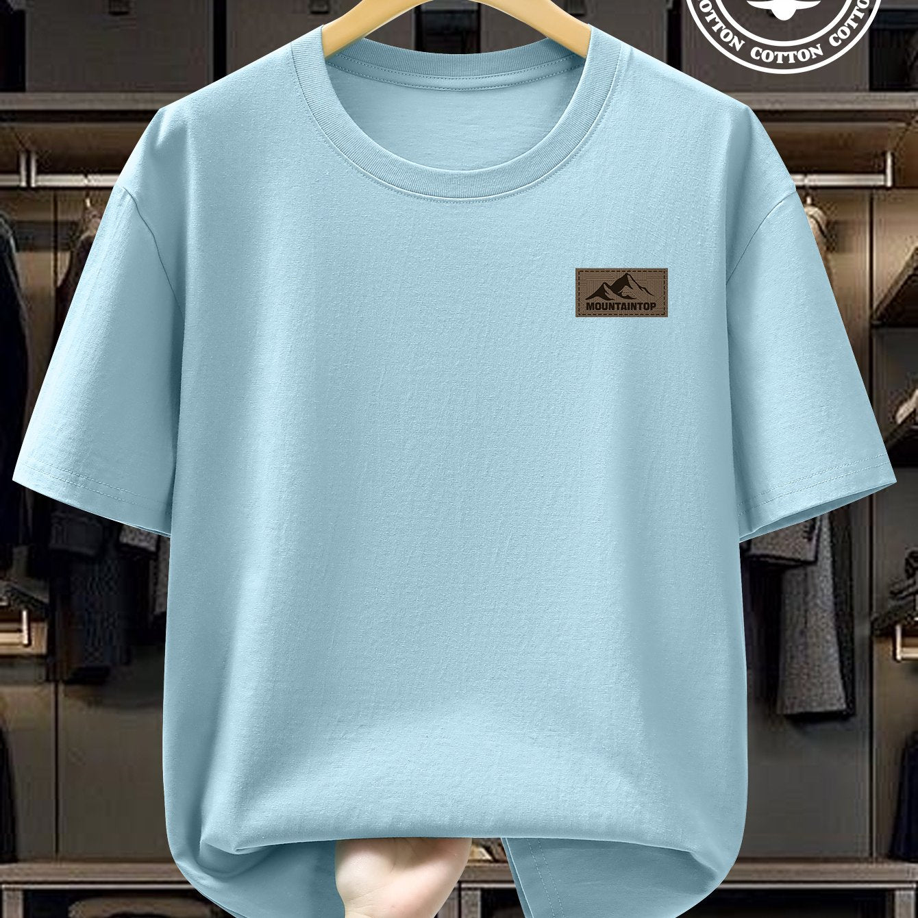 Summer Men's 220g Pure Cotton Short Sleeve T-Shirt