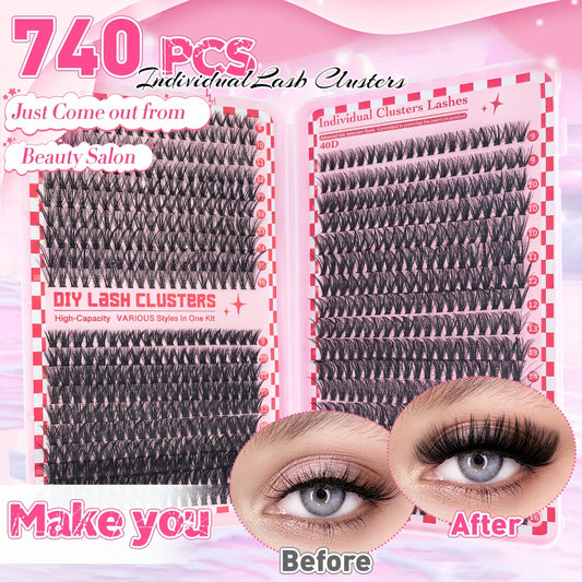 Kit DIY d’Extensions de Cils – Longueurs Mélangées 9-16 mm, Cils Individuels Effet Naturel en Différentes Densités (30D/40D/50D/60D/80D/100D), Débutant-Friendly et Réutilisables, D-Curl Wispy, Style Cat Eye et Fox, Parfait pour Soirées