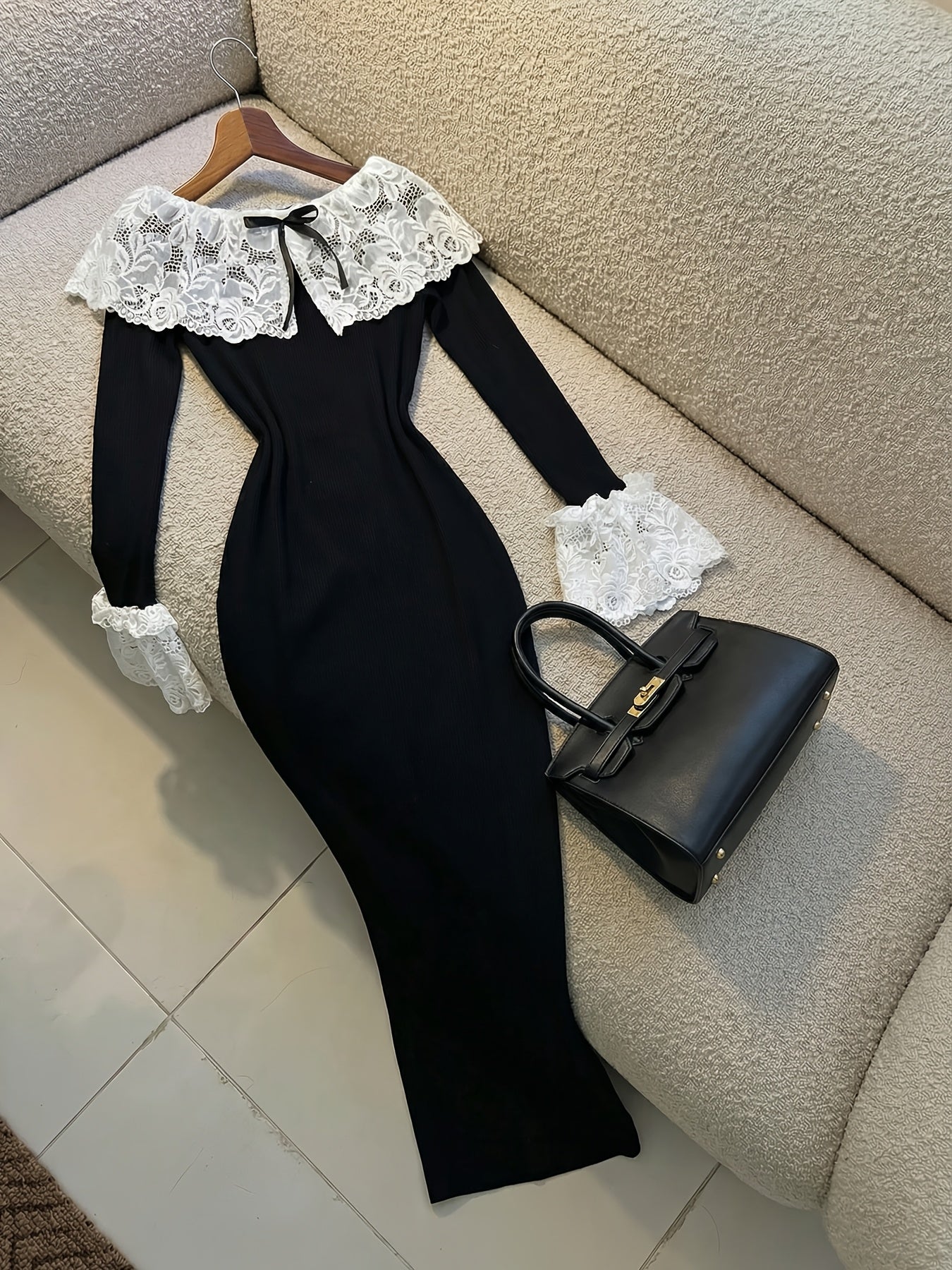 Ladies' Elegant Party and Date Essential, Lace Off-shoulder Waist-cinching Dress